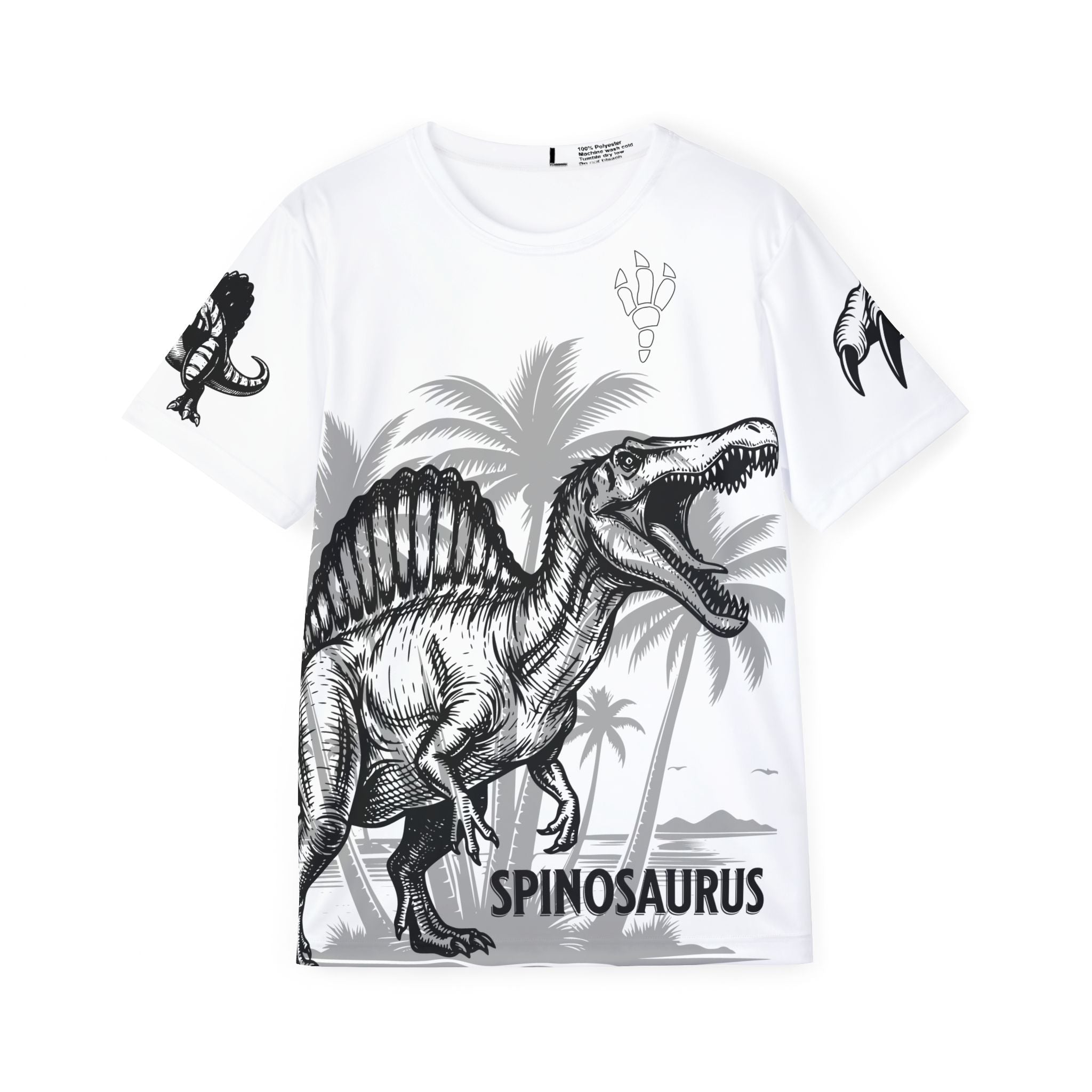 Playera deportiva para hombre, diseño de spinosaurio.