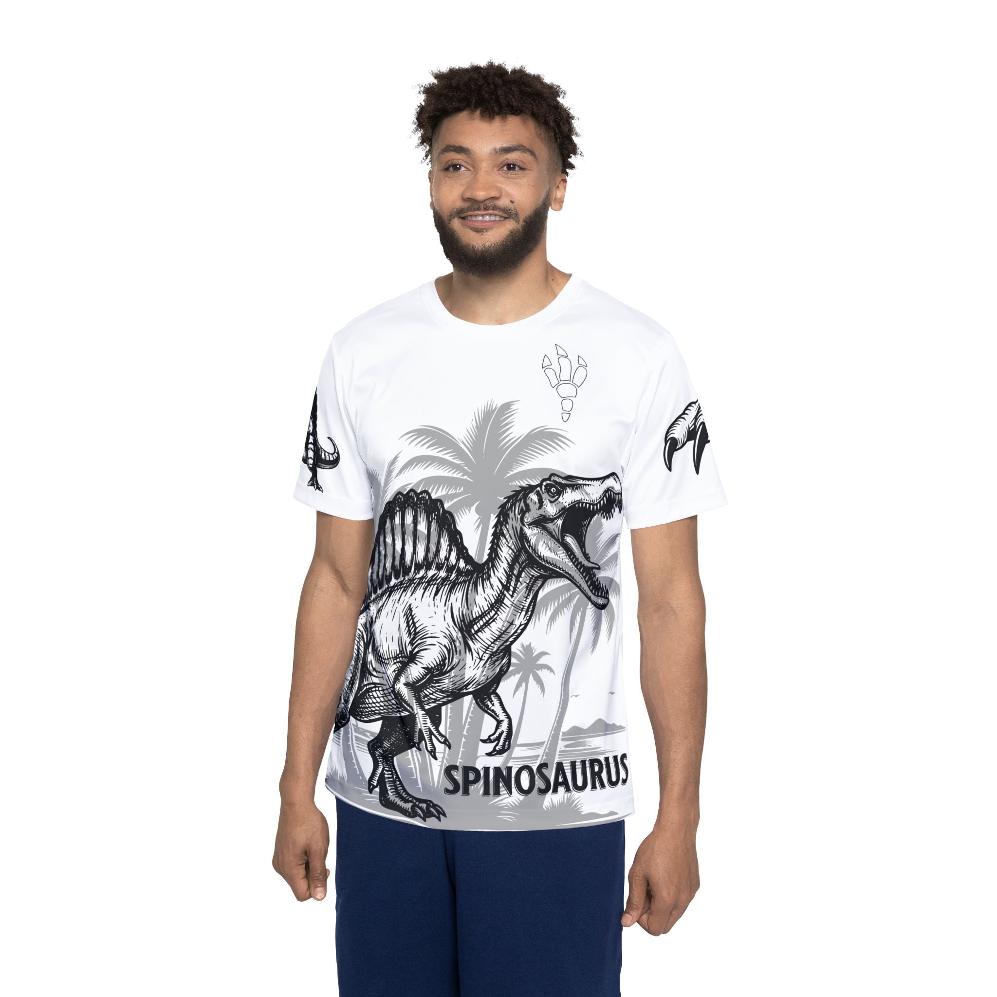 Playera deportiva para hombre, diseño de spinosaurio.